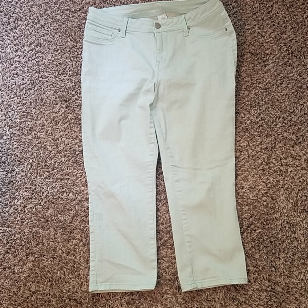 Mint Green Cropped Jeans